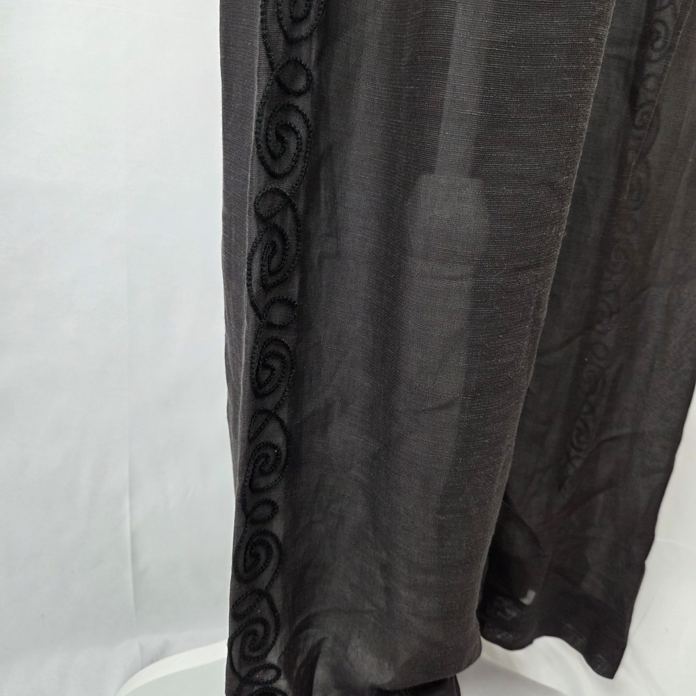 Emporio Armani Black Linen Blend Wide-Leg Sheer Pants - Picture 6 of 10